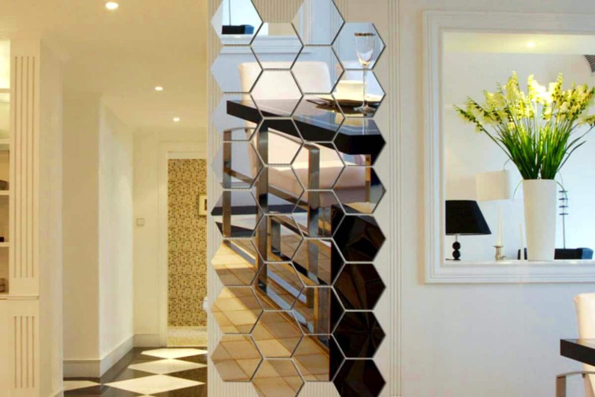 Decorative mirror wall tiles make a depth