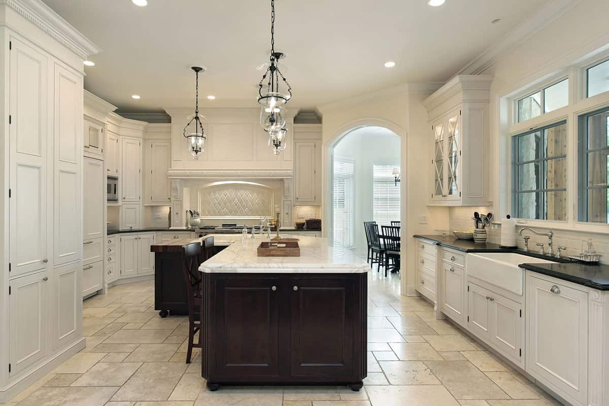  Kitchen island tile flooring 